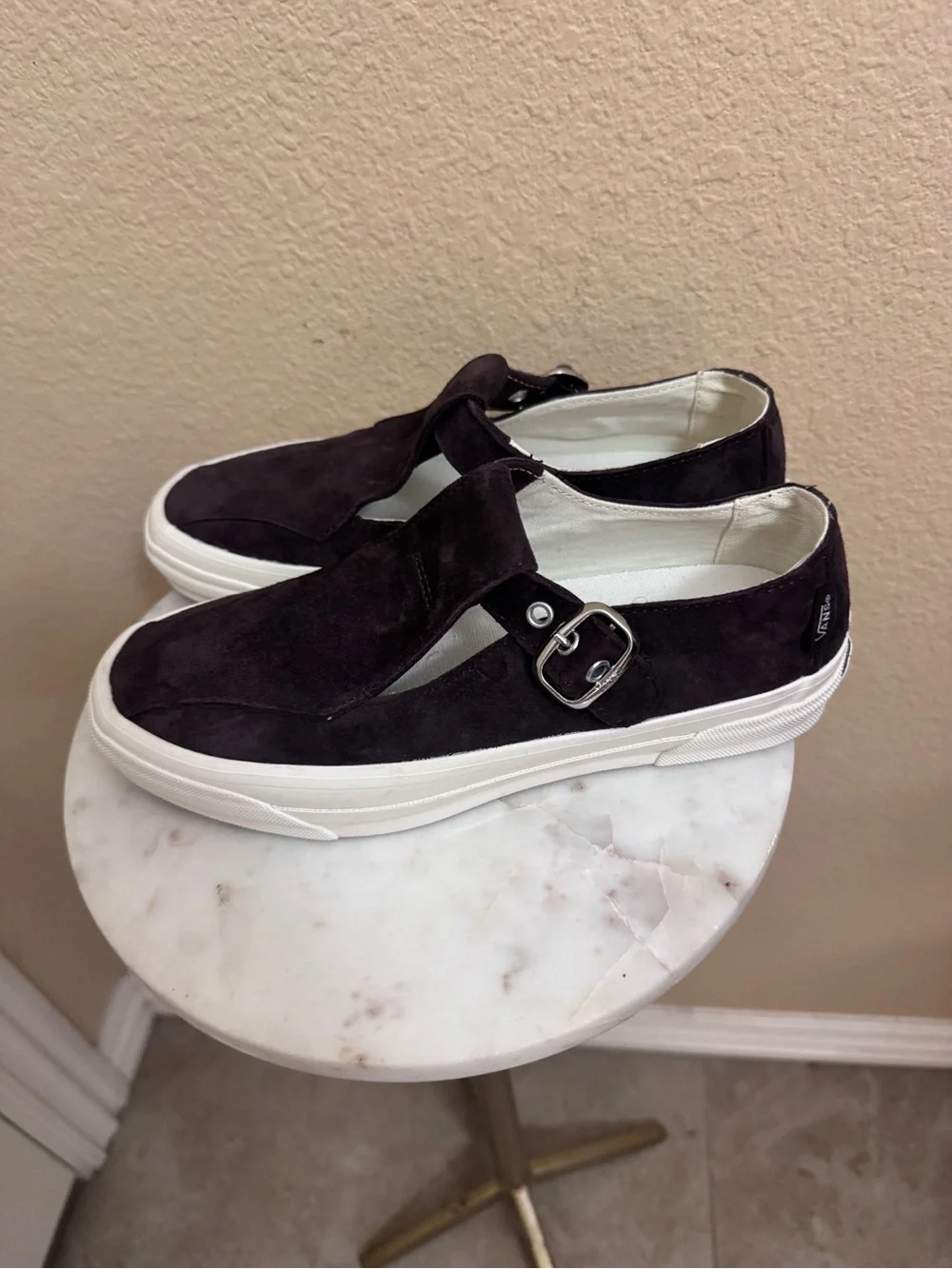 Women Vans Premium Mary Jane Suede chocolate plum brown sneakers size 7.5
